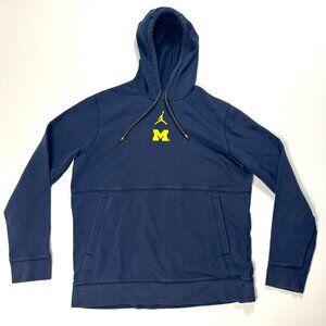 University Michigan Nike Jordan Hoodie Blue Sz M Jumpman Sweatshirt Wolverines